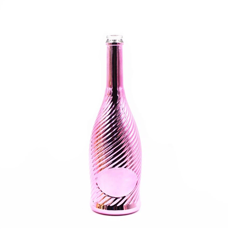 Botella de vidrio de electroplacas rosa de 750 ml
