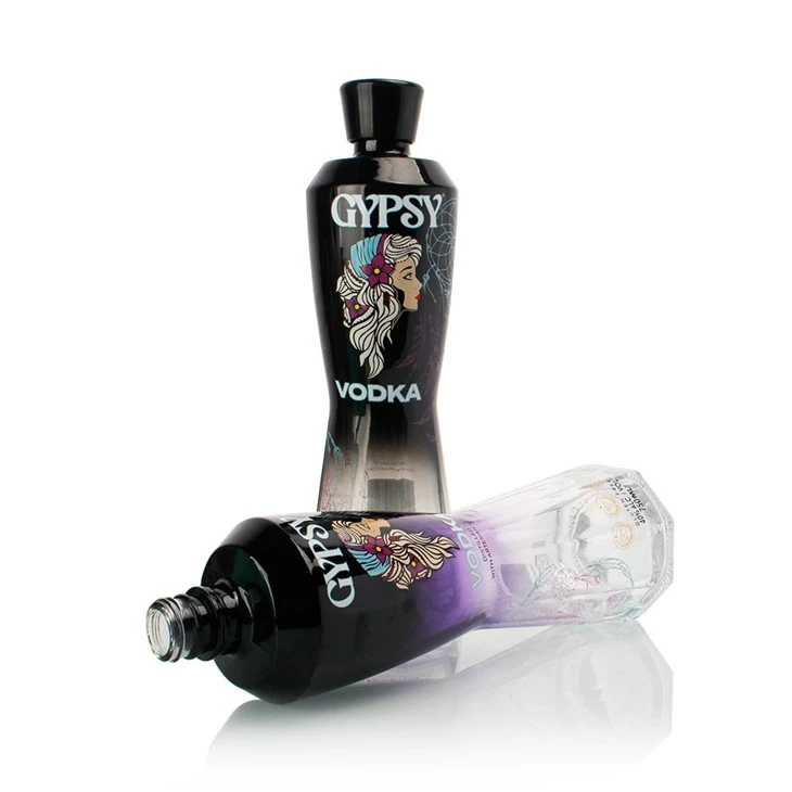 750 ml personalizar una elegante botella de espíritu curvado