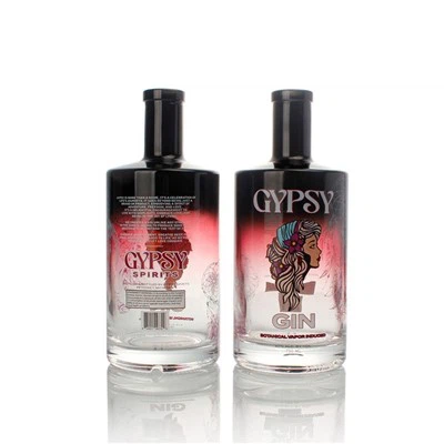 Botella de vidrio ginebra redonda de logotipo personalizado