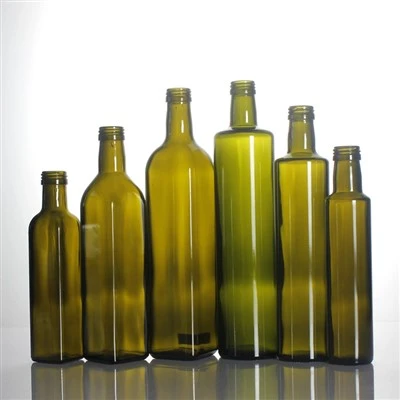 Botellas de vidrio de aceite de oliva surtidas